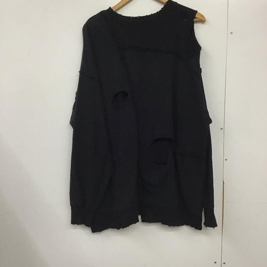 ジーナシス JEANASIS トレーナー 長袖 js064476cf スウェット ダメージ FREE 無地 黒 / ブラック /  レディース USED 古着 中古 10145469