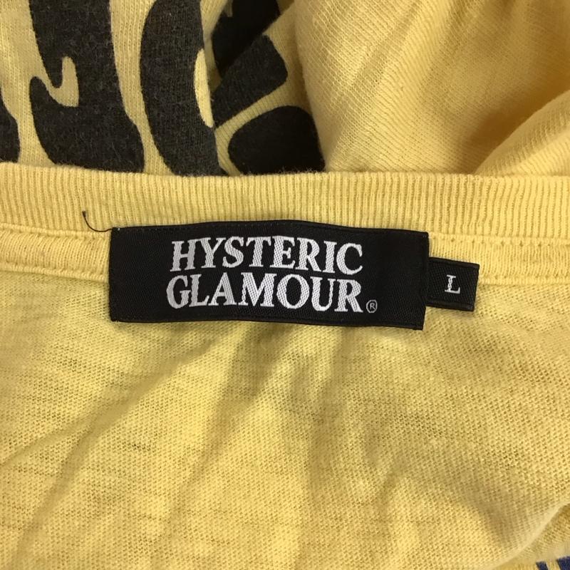 ヒステリックグラマー HYSTERIC GLAMOUR Tシャツ 半袖 半袖カットソー プリントTシャツ クルーネックカットソー L ロゴ、文字 黄 / イエロー /  メンズ USED 古着 中古 10124355