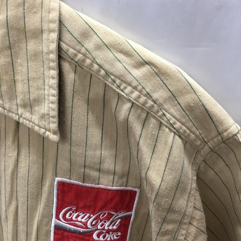 コカコーラ Coca Cola シャツ、ブラウス 半袖 M ストライプ ベージュ / ベージュ /  メンズ USED 古着 中古 10109717