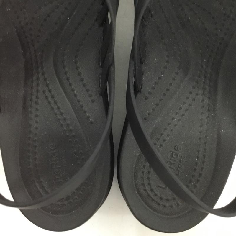 クロックス crocs サンダル サンダル 206751 ブルックリン ストラッピー ローウェッジ W10 ロゴ、文字 黒 / ブラック /  レディース USED 古着 中古 10132031