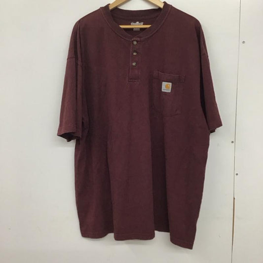カーハート Carhartt Tシャツ 半袖 半袖カットソー ヘンリーネックTシャツ XL ロゴ、文字 マゼンタ / マゼンタ /  メンズ USED 古着 中古 10135465