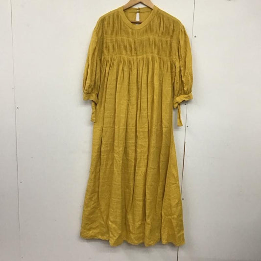 ミラオーウェン Mila Owen ワンピース ロングスカート 09WF0212006 ピンタック ボリュームスリーブ 1 チェック マスタード / マスタード /  レディース USED 古着 中古 10142279