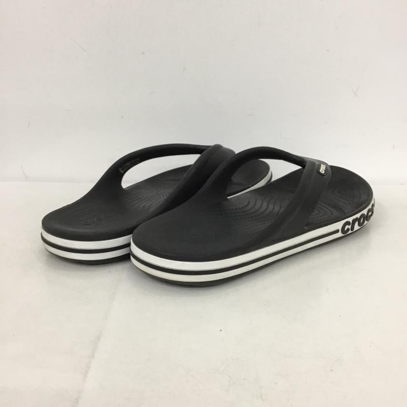 クロックス crocs サンダル サンダル ビーチサンダル トングサンダル M7 W9 ロゴ、文字 黒 / ブラック /  メンズ USED 古着 中古 10150214