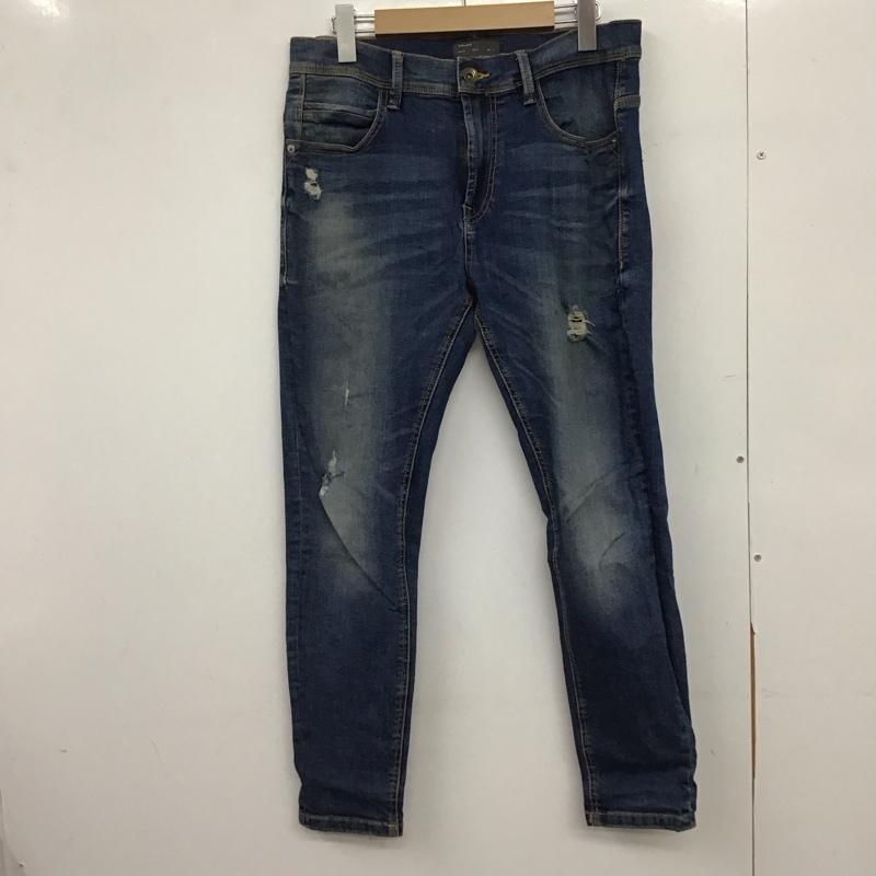 ザラ ZARA パンツ デニム、ジーンズ デニムパンツ スリムパンツ カジュアルパンツ ストレッチパンツ 40インチ ダメージ加工 インディゴ / インディゴ /  メンズ USED 古着 中古 10147079