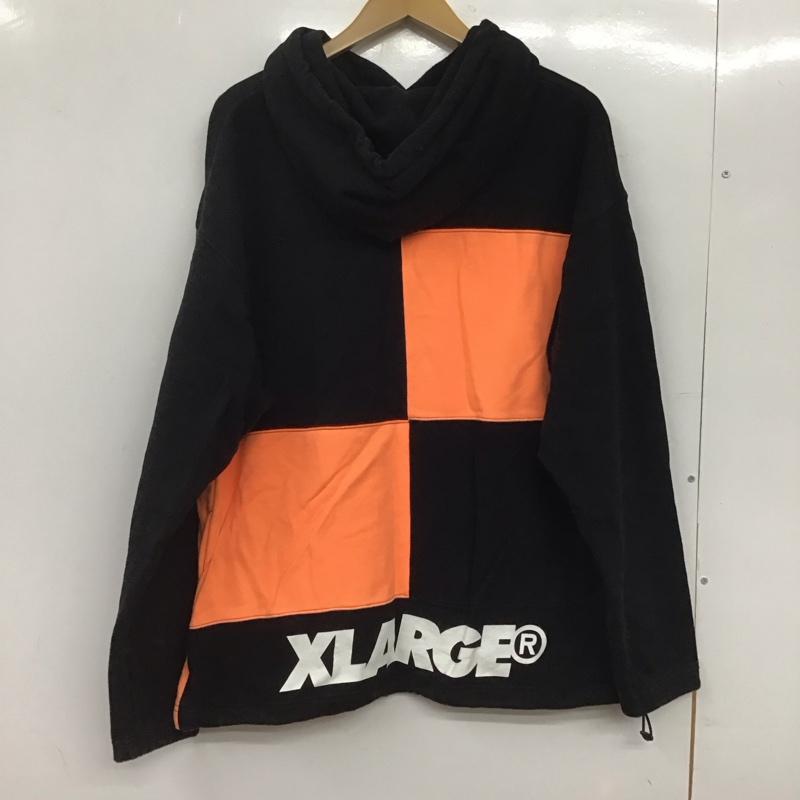エクストララージ XLARGE パーカー 長袖 長袖パーカー プルオーバーパーカー スウェット M 無地 黒 / ブラック / X 橙 / オレンジ /  メンズ USED 古着 中古 10144785