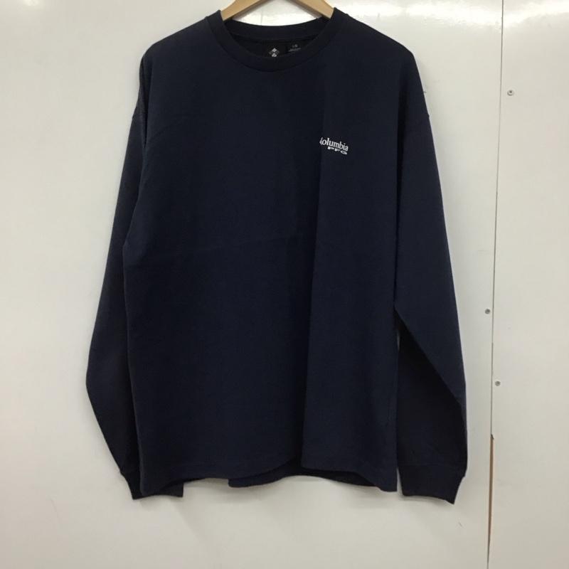 コロンビア Columbia Tシャツ 長袖 222 pm4421 長袖Tシャツ ロングスリーブTシャツ プリントTシャツ L ロゴ、文字 紺 / ネイビー /  メンズ USED 古着 中古 10140103