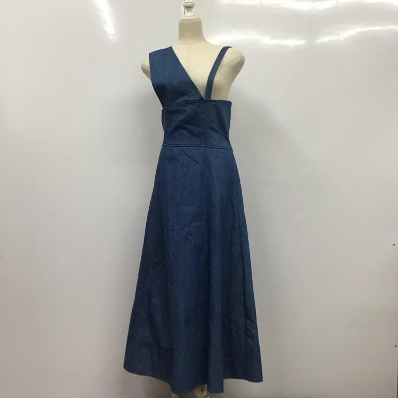 ムルーア MURUA ワンピース ロングスカート 012140302101-01 アシンメトリーパターンロングワンピース タグ付き 2 無地 青 / ブルー /  レディース USED 古着 中古 10130425
