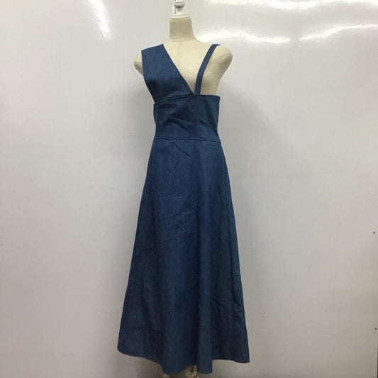 ムルーア MURUA ワンピース ロングスカート 012140302101-01 アシンメトリーパターンロングワンピース タグ付き 2 無地 青 / ブルー /  レディース USED 古着 中古 10130425