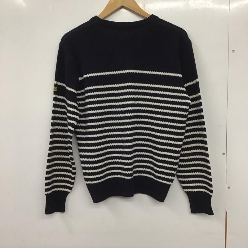 インターメッツォ INTERMEZZO ニット、セーター 長袖 長袖ニットカットソー クルーネック セーター M ボーダー柄 白 / ホワイト / X 紺 / ネイビー /  メンズ USED 古着 中古 10139812