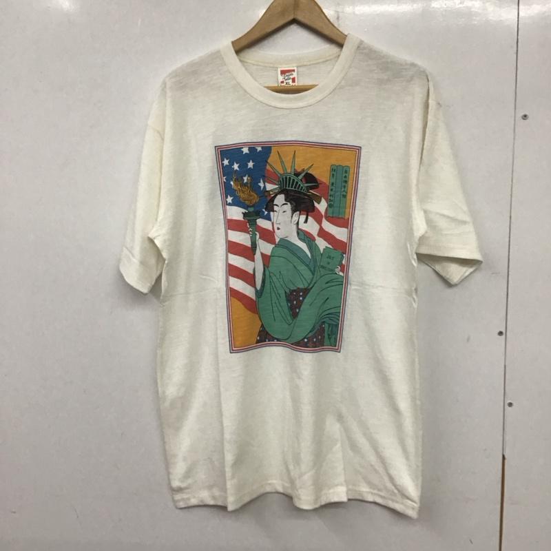 フリーホイーラーズ FREEWHEELERS Tシャツ 半袖 半袖カットソー プリントTシャツ クルーネックカットソー XL プリント 白 / ホワイト /  メンズ USED 古着 中古 10139309