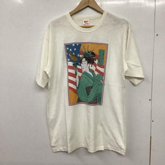 フリーホイーラーズ FREEWHEELERS Tシャツ 半袖 半袖カットソー プリントTシャツ クルーネックカットソー XL プリント 白 / ホワイト /  メンズ USED 古着 中古 10139309