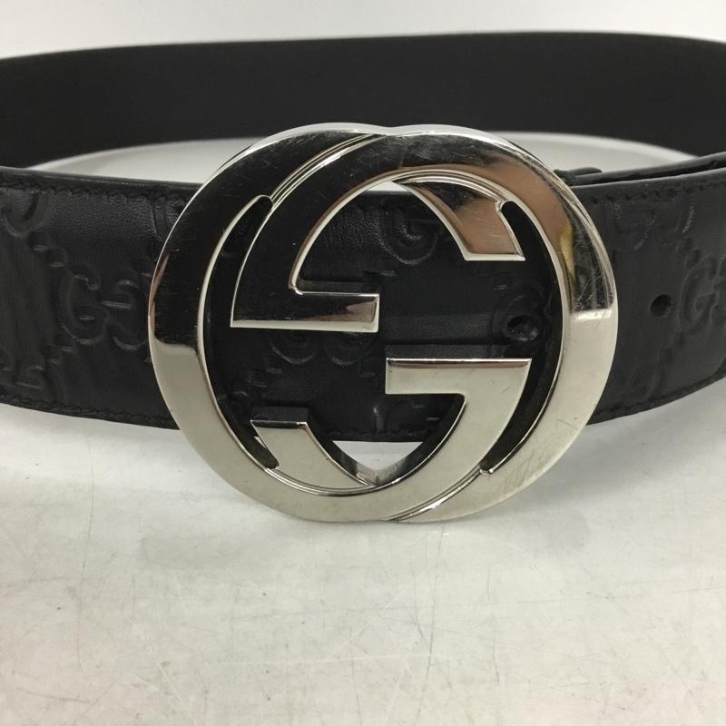 グッチ GUCCI ベルト・バックル ベルト 411924 CWCIN GG レザー ロゴ、文字 黒 / ブラック /  メンズ USED 古着 中古 10134770