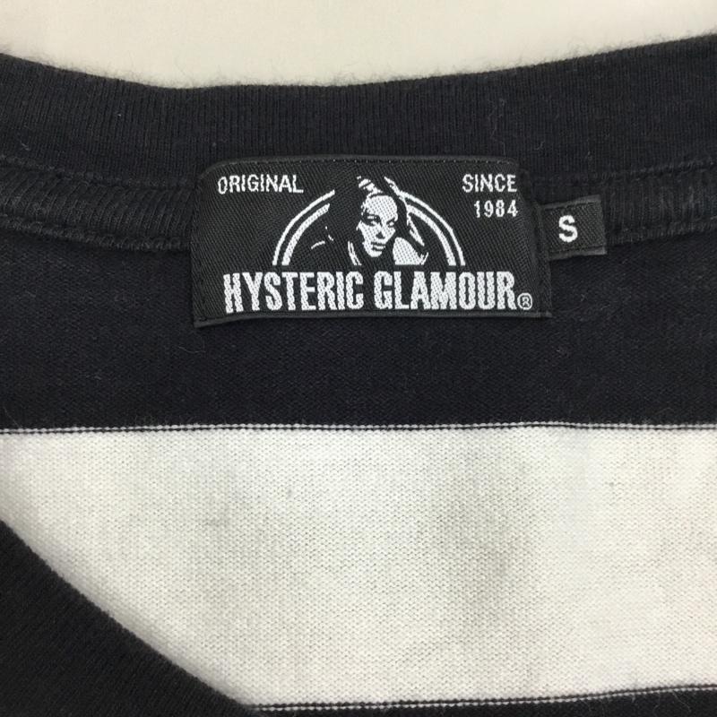 ヒステリックグラマー HYSTERIC GLAMOUR Tシャツ 半袖 半袖カットソー プリントTシャツ クルーネックカットソー S ボーダー柄 白 / ホワイト / X 黒 / ブラック /  メンズ USED 古着 中古 10112324