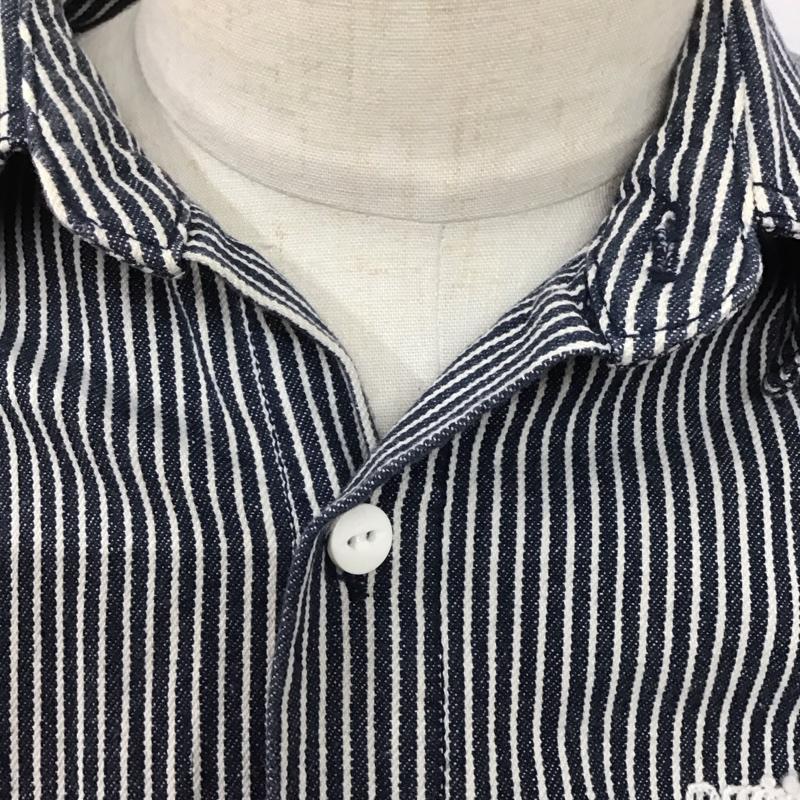 ステューシー STUSSY シャツ、ブラウス 長袖 L ストライプ X ロゴ、文字 白 / ホワイト / X 紺 / ネイビー /  メンズ USED 古着 中古 10126698