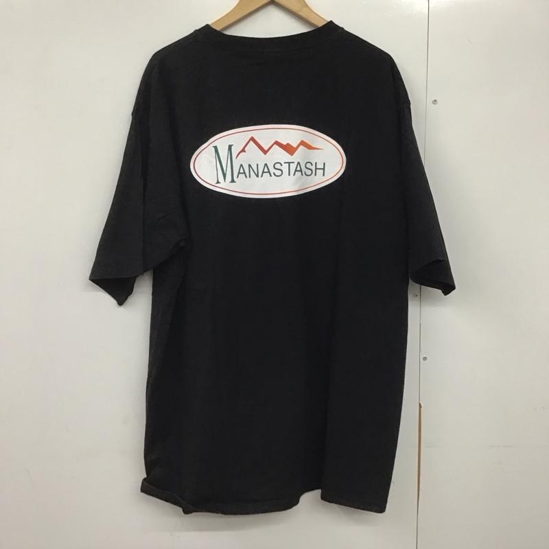 マナスタッシュ MANASTASH Tシャツ 半袖 半袖カットソー プリントカットソー クルーネック XXL ロゴ、文字 黒 / ブラック /  メンズ USED 古着 中古 10142634