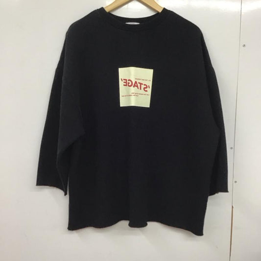 マウジー MOUSSY トレーナー 長袖 010CSB90-0490 STUDIOWEAR BONDING LONG SLEEVE FREE ロゴ、文字 黒 / ブラック /  レディース USED 古着 中古 10138574