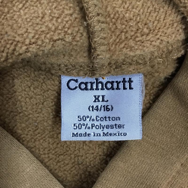 カーハート Carhartt パーカー 長袖 長袖パーカー フード付きパーカー プリントスウェット トレーナー XL ロゴ、文字 茶 / ブラウン /  メンズ USED 古着 中古 10115781