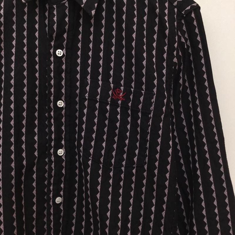 アールジェイビー R.J.B シャツ、ブラウス 長袖 36 総柄 黒 / ブラック / X 桃 / ピンク /  メンズ USED 古着 中古 10133482