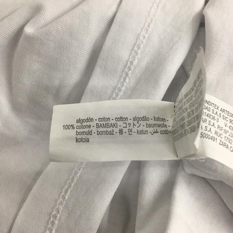 ザラ ZARA Tシャツ 半袖 1165 090 250 クルーネック M ロゴ、文字 白 / ホワイト /  レディース USED 古着 中古 10133754