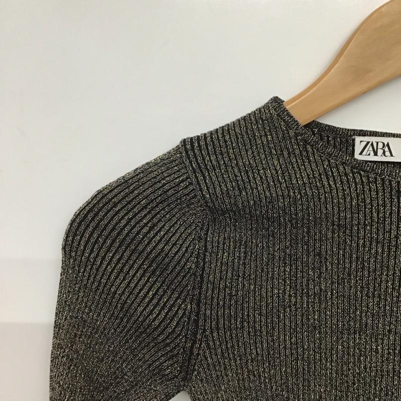 ザラ ZARA Tシャツ 長袖 長袖カットソー 無地カットソー クルーネック S 無地 金 / ゴールド / X 黒 / ブラック /  レディース USED 古着 中古 10143796