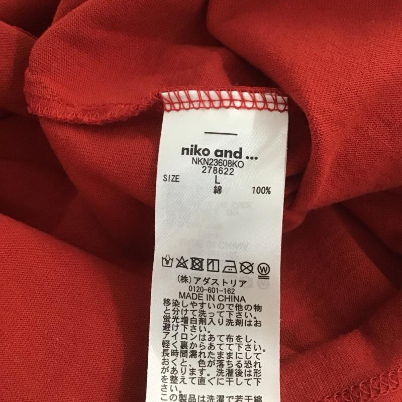 ニコアンド niko and... Tシャツ 半袖 L ロゴ、文字 X プリント 赤 / レッド /  レディース USED 古着 中古 10148422