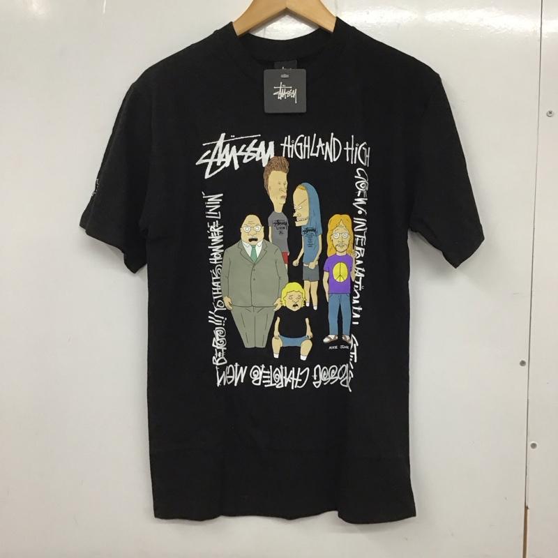 ステューシー STUSSY Tシャツ 半袖 半袖カットソー プリントTシャツ クルーネックカットソー S プリント 黒 / ブラック /  メンズ USED 古着 中古 10134056