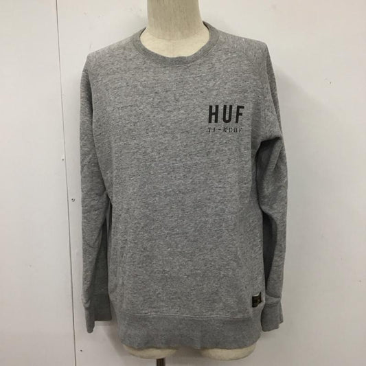 ハフ HUF トレーナー 長袖 長袖スウェット 長袖トレーナー リブカットソー 長袖カットソー プリントトレーナー S ロゴ、文字 灰 / グレー /  メンズ USED 古着 中古 10110934