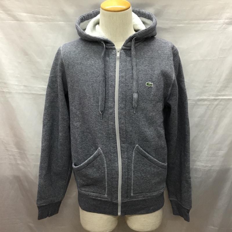 ラコステ LACOSTE パーカー 長袖 SH2584 フルジップ 裏起毛 フーディー 3 ワンポイント 紺 / ネイビー /  メンズ USED 古着 中古 10121268