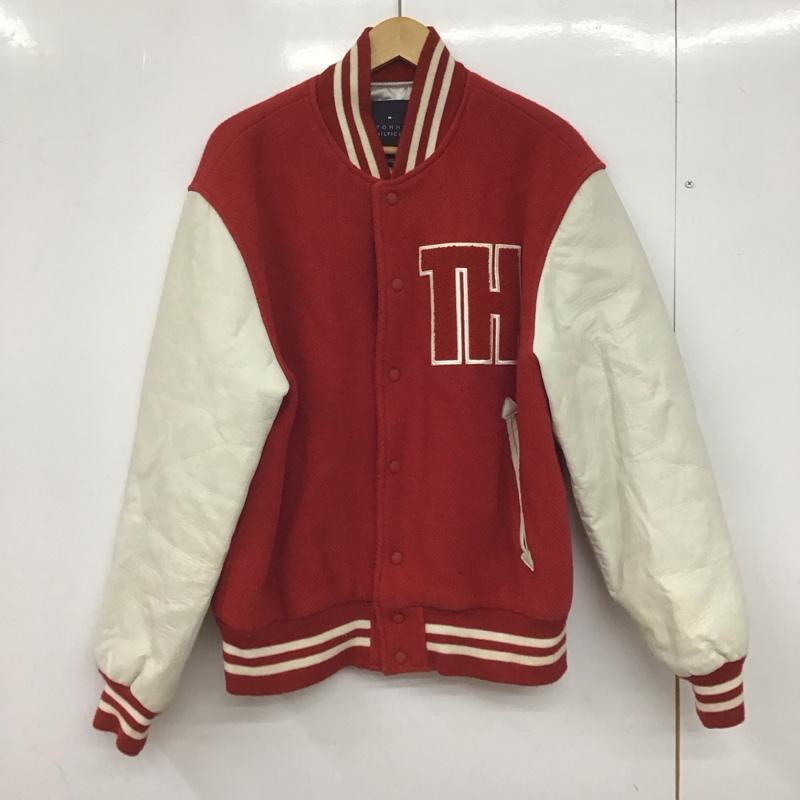 トミーヒルフィガー TOMMY HILFIGER ジャケット、上着 ジャンパー、ブルゾン スタジャン アウター 古着 前ボタン S ロゴ、文字 赤 / レッド /  メンズ USED 古着 中古 10146741