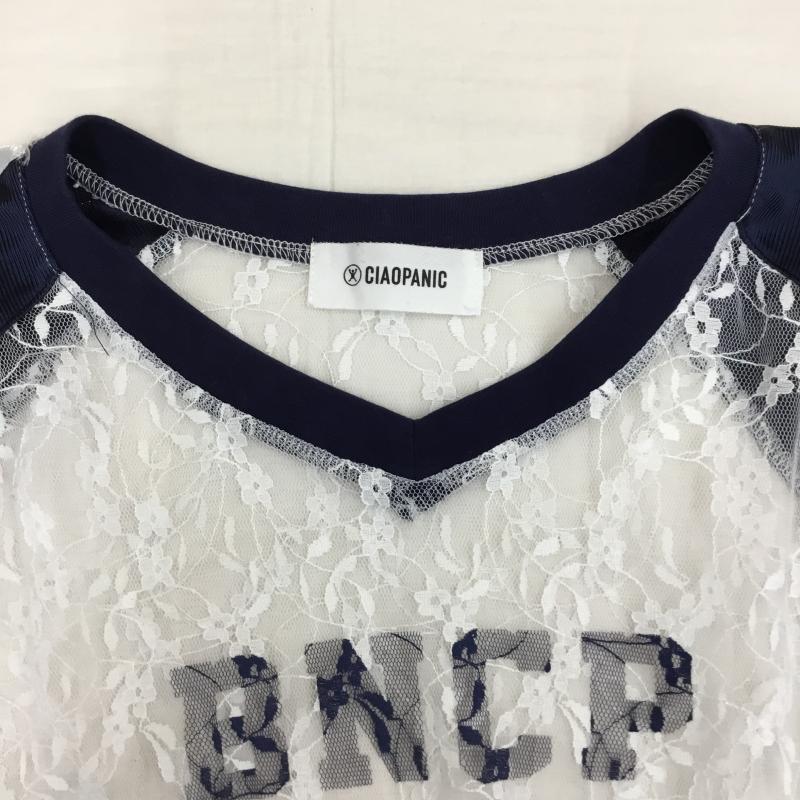 チャオパニック CIAOPANIC カットソー 長袖 CPZ1041206A0001 ONE SIZE レース柄 青 / ブルー / X 白 / ホワイト /  レディース USED 古着 中古 10142208