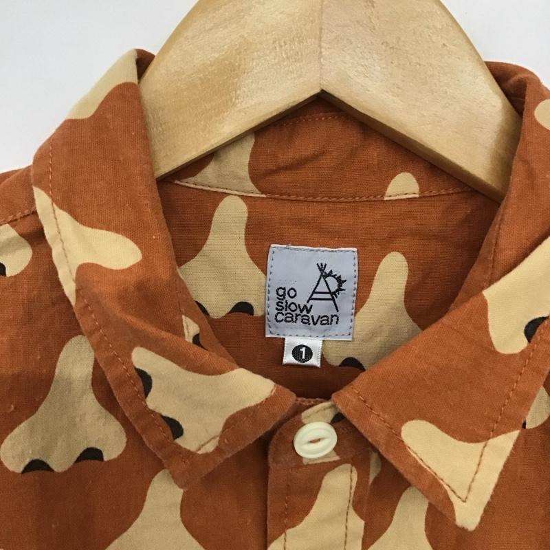 ゴースローキャラバン go slow caravan シャツ、ブラウス 長袖 350259 鼻柄 1 プリント 橙 / オレンジ /  メンズ USED 古着 中古 10142923