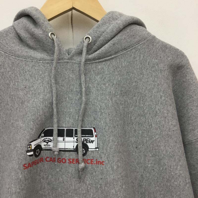 サプール SAPEur パーカー 長袖 XXL ロゴ、文字 X プリント 灰 / グレー /  メンズ USED 古着 中古 10144621