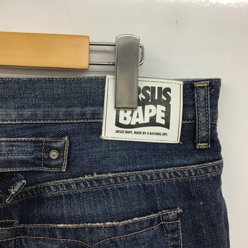 アーサスベイプ URSUS BAPE パンツ デニム、ジーンズ デニムパンツ ワイドパンツ カジュアルパンツ XL ダメージ加工 インディゴ / インディゴ /  メンズ USED 古着 中古 10146001