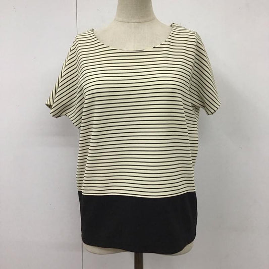 ナチュラルビューティーベーシック NATURAL BEAUTY BASIC カットソー 半袖 バックリボン S ボーダー柄 黒 / ブラック / X オフホワイト / オフホワイト /  レディース USED 古着 中古 10115905