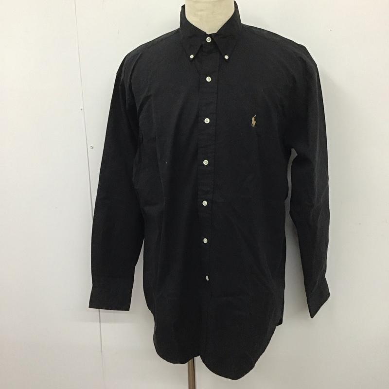ラルフローレン RALPHLAUREN シャツ、ブラウス 長袖 長袖シャツ カラーシャツ ボタンダウンシャツ 長袖カットソー M ロゴ、文字 黒 / ブラック /  メンズ USED 古着 中古 10112487