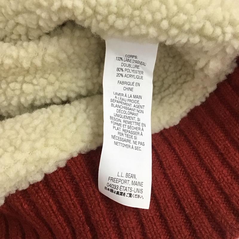 エルエルビーン L.L.Bean パーカー 長袖 285441 ニット フーディー フルジップ 裏ボア M 無地 赤 / レッド /  メンズ USED 古着 中古 10112654