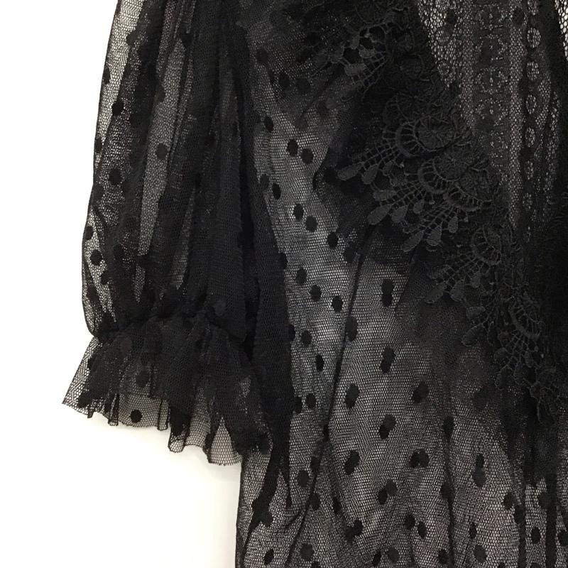 ザラ ZARA カットソー 半袖 半袖カットソー フリルシャツ 総柄 黒 / ブラック /  レディース USED 古着 中古 10149079