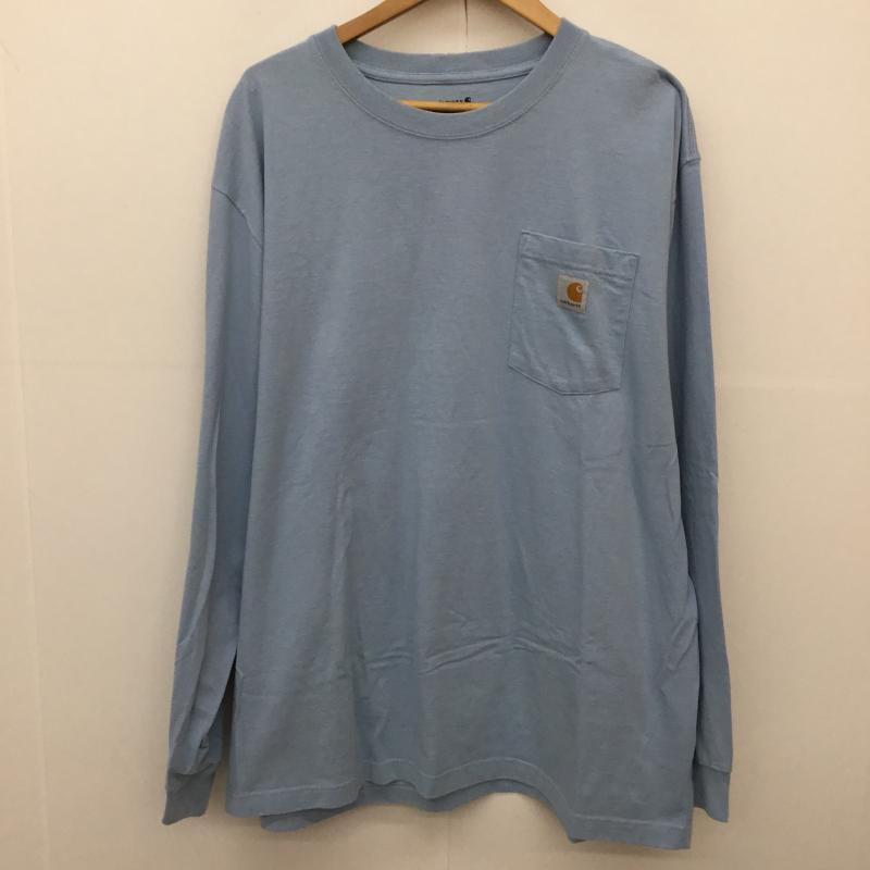 カーハート Carhartt カットソー 長袖 XL ロゴ、文字 水色 / ライトブルー /  メンズ USED 古着 中古 10145813