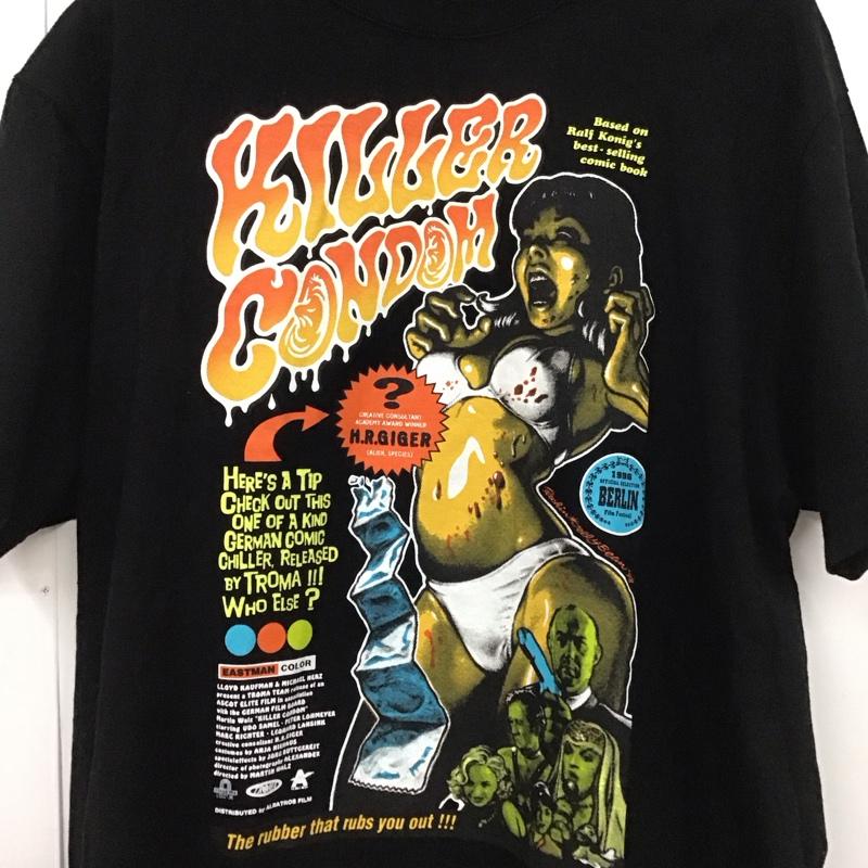 エロスティカ EROSTiKA Tシャツ 半袖 キラーコンドーム　映画　Tシャツ XL プリント 黒 / ブラック /  メンズ USED 古着 中古 10130109