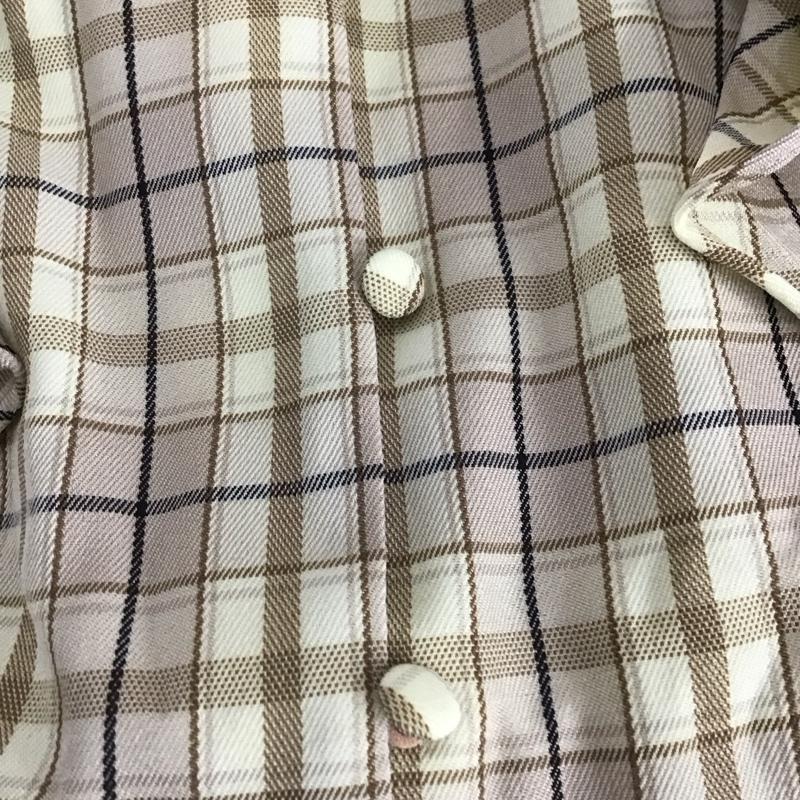 マジェスティックレゴン MAJESTIC LEGON シャツ、ブラウス 長袖 1002030506 スウィートフリルブラウス タグ付き M チェック ベージュ / ベージュ /  レディース USED 古着 中古 10141988