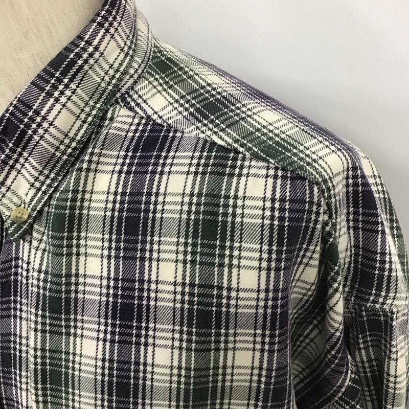 古着 USED シャツ、ブラウス 長袖 ボタンダウン 胸ポケット XL チェック 白 / ホワイト / X 緑 / グリーン / X 紺 / ネイビー /  メンズ USED 古着 中古 10107827