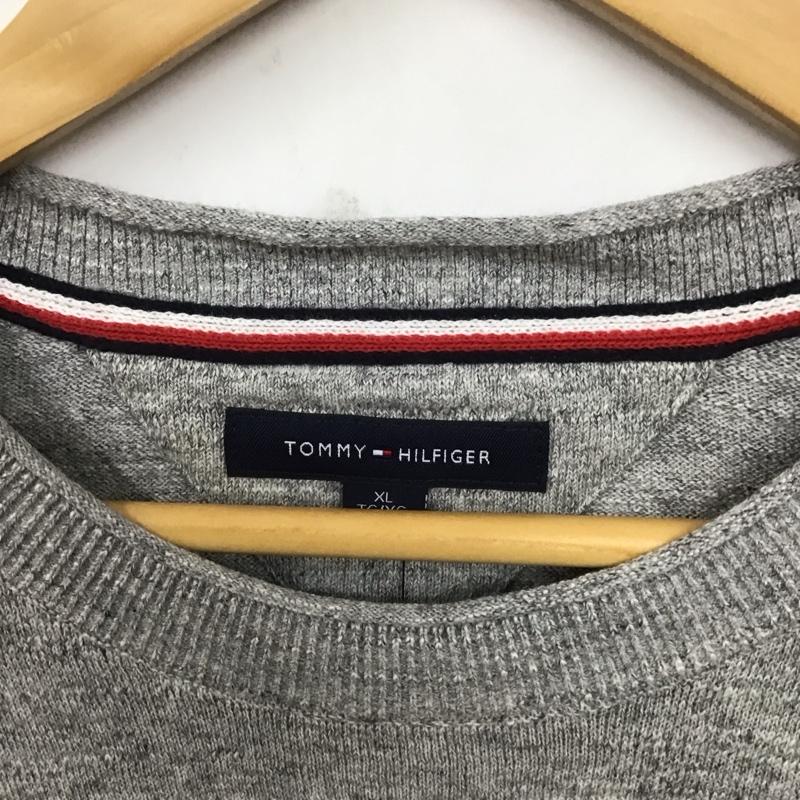 トミーヒルフィガー TOMMY HILFIGER ニット、セーター 長袖 XL 無地 灰 / グレー /  メンズ USED 古着 中古 10128562