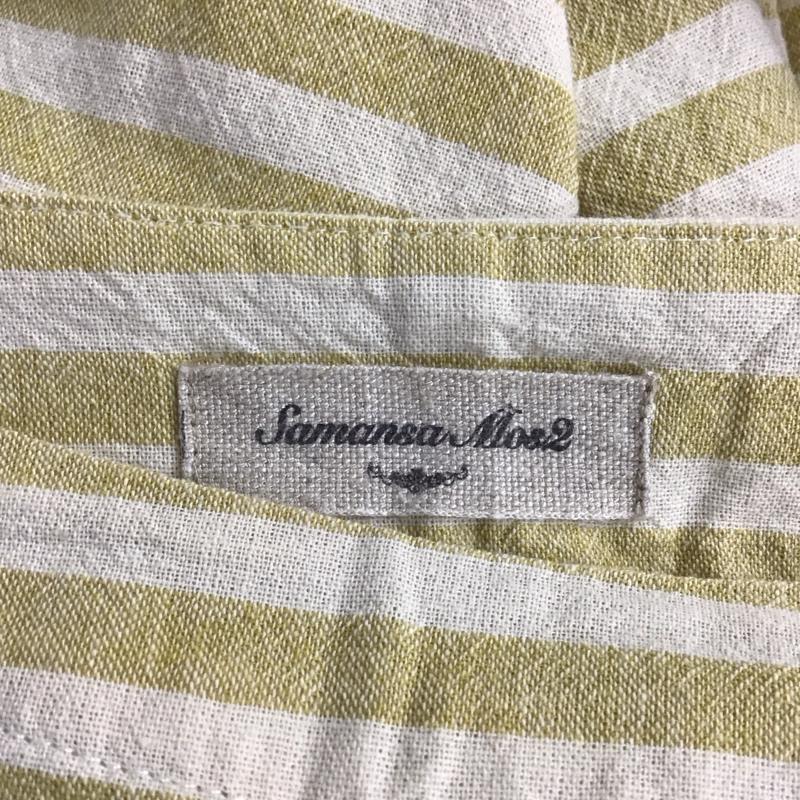 サマンサモスモス Samansa Mos2 カットソー 半袖 ノースリーブカットソー クルーネック ボーダー FREE ボーダー柄 白 / ホワイト / X 黄 / イエロー /  メンズ USED 古着 中古 10132653