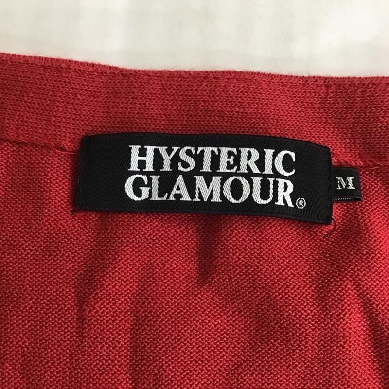 ヒステリックグラマー HYSTERIC GLAMOUR カーディガン 長袖 Vネック M ドット 赤 / レッド / X 黒 / ブラック /  メンズ USED 古着 中古 10118317