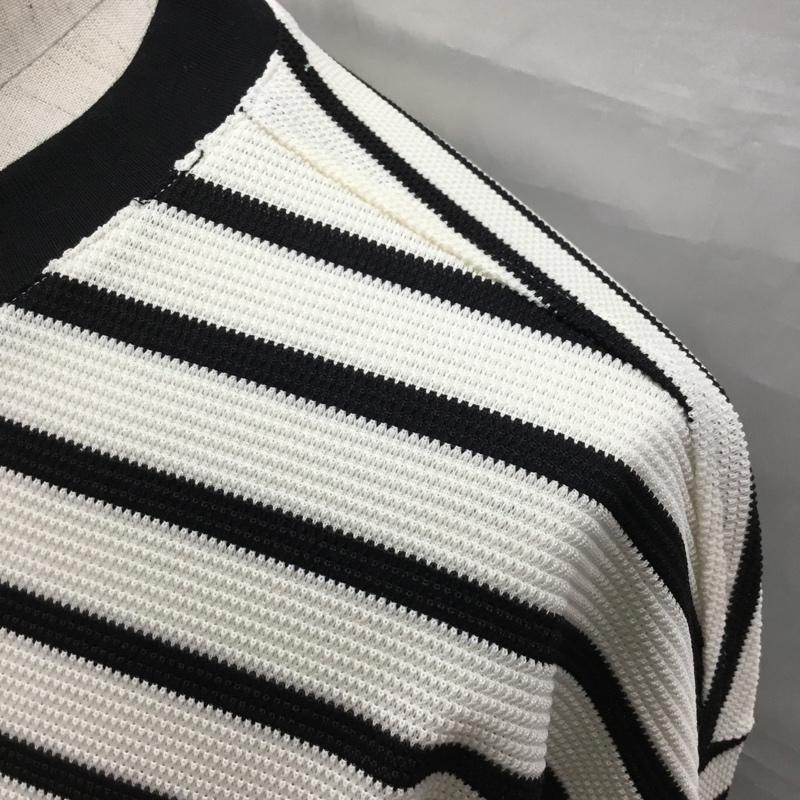 ラコステ LACOSTE カットソー 長袖 長袖カットソー クルーネックカットソー ロングスリーブカットソー 5 ボーダー柄 白 / ホワイト / X 黒 / ブラック /  メンズ USED 古着 中古 10120461