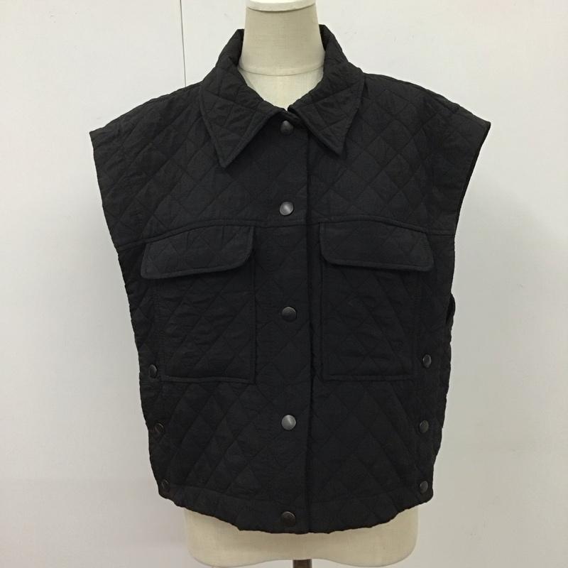ザラ ZARA ベスト ベスト キルティングベスト ノースリーブカットソー 前ボタン S 無地 黒 / ブラック /  レディース USED 古着 中古 10115742
