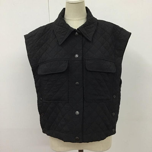 ザラ ZARA ベスト ベスト キルティングベスト ノースリーブカットソー 前ボタン S 無地 黒 / ブラック /  レディース USED 古着 中古 10115742