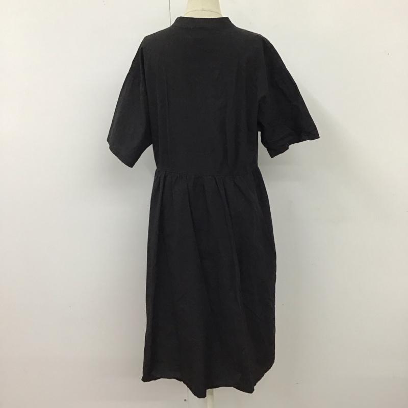 メルロー merlot ワンピース ロングスカート チャイナボタン 半袖 無地 黒 / ブラック /  レディース USED 古着 中古 10118357