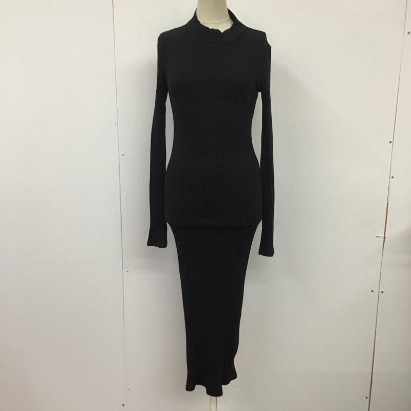 ザラ ZARA ワンピース ロングスカート 3253 816 800 背中開き リブ 長袖 S 無地 黒 / ブラック /  レディース USED 古着 中古 10113501