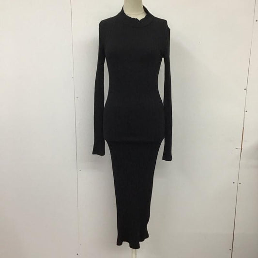 ザラ ZARA ワンピース ロングスカート 3253 816 800 背中開き リブ 長袖 S 無地 黒 / ブラック /  レディース USED 古着 中古 10113501